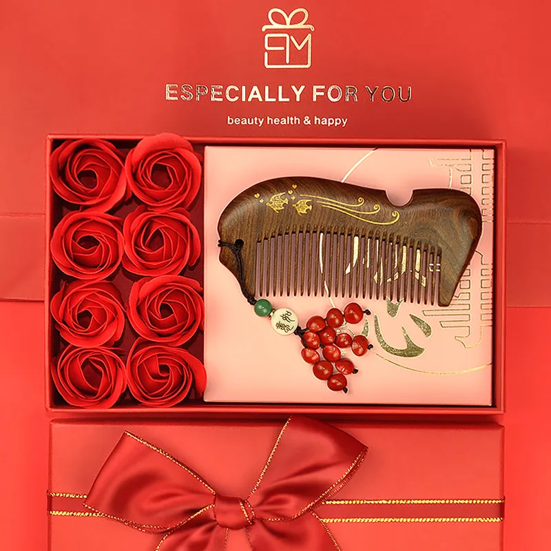 XIBI Mom Mother-in-Law Girl Teacher Elderly Creative Wooden Comb Set Massage Effectiveness-2