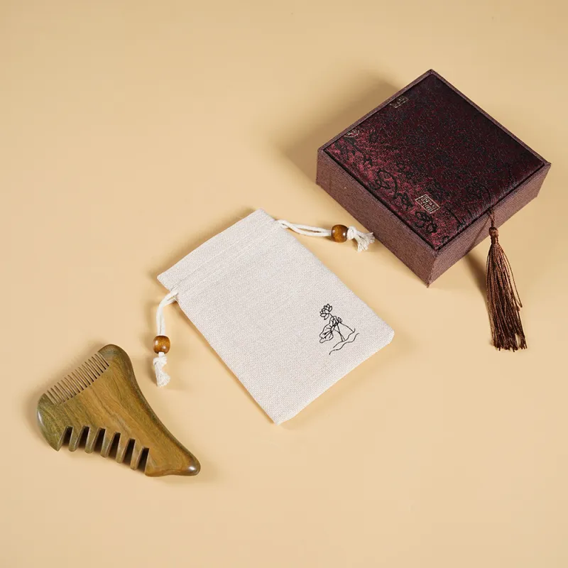 XIBI Triangular Monster Head Acupuncture Facial Wooden Comb Portable Anti Static Comb Sandalwood Massage Head-7