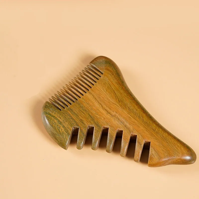 XIBI Triangular Monster Head Acupuncture Facial Wooden Comb Portable Anti Static Comb Sandalwood Massage Head-1