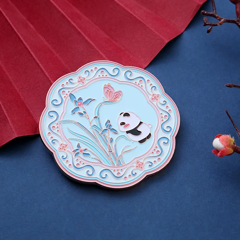 XIBI Metal Round Small Makeup Mirror In Chinese Style Cute Portable Miniature Pocket Mirror-5