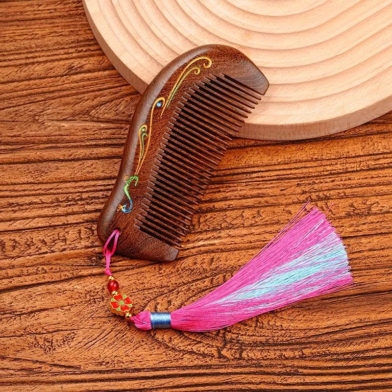 XIBI Practical Anti Static Painted Sandalwood Comb Massage Scalp Hair Growth-2