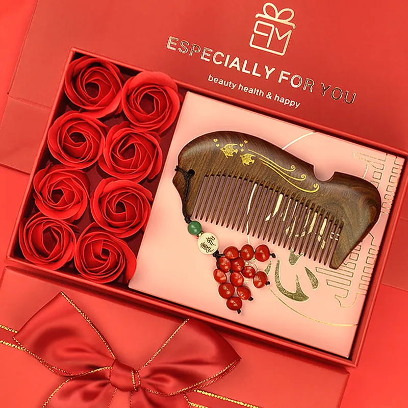 XIBI Mom Mother-in-Law Girl Teacher Elderly Creative Wooden Comb Set Massage Effectiveness-1