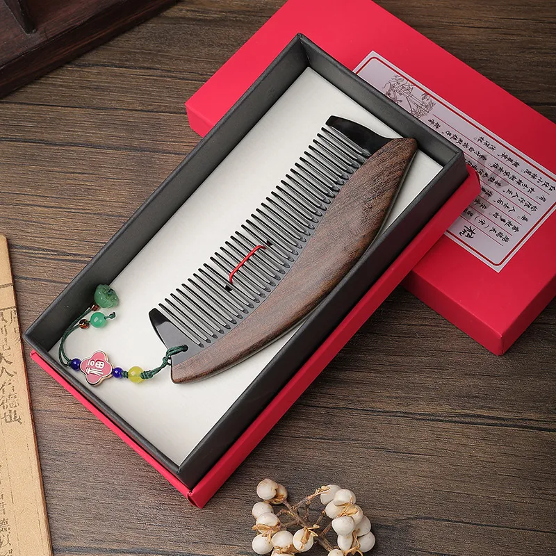 XIBI Sandalwood Horn Massage Comb Gift Box Set Dovetail Structure-1