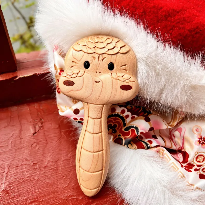 XIBI Cute Snake Year Of The Snake Solid Wood Head Air Cushion Comb For Scalp Therapy And Relaxation. Straight Hair-3