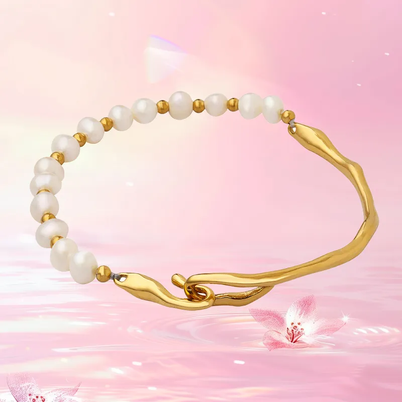 NAITANG Titanium Steel, Freshwater Pearl Bracelets Unisex-3