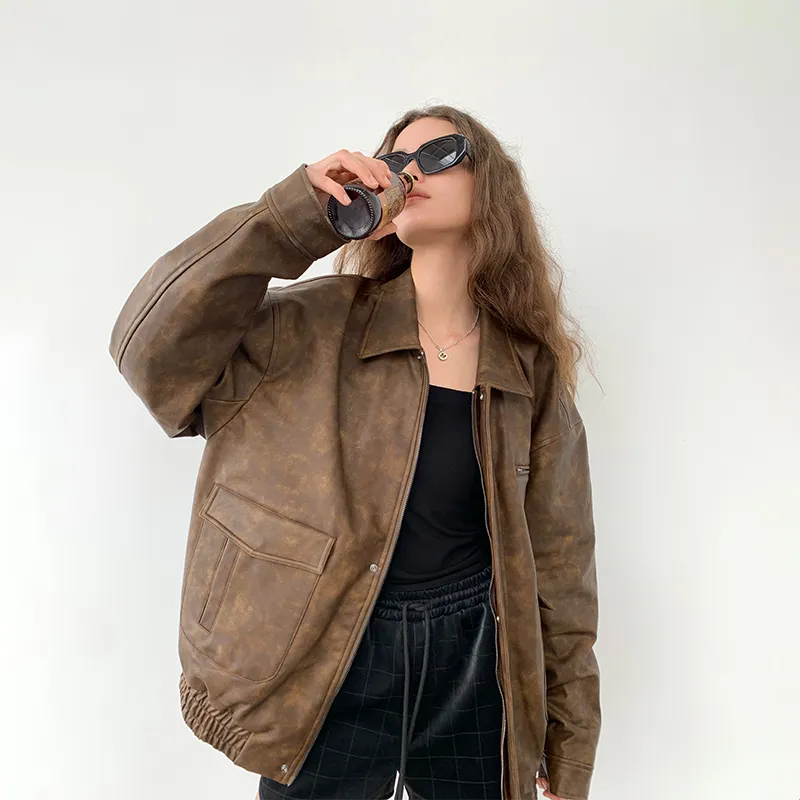 ZHOUMIAO Leather Jackets Women's-4