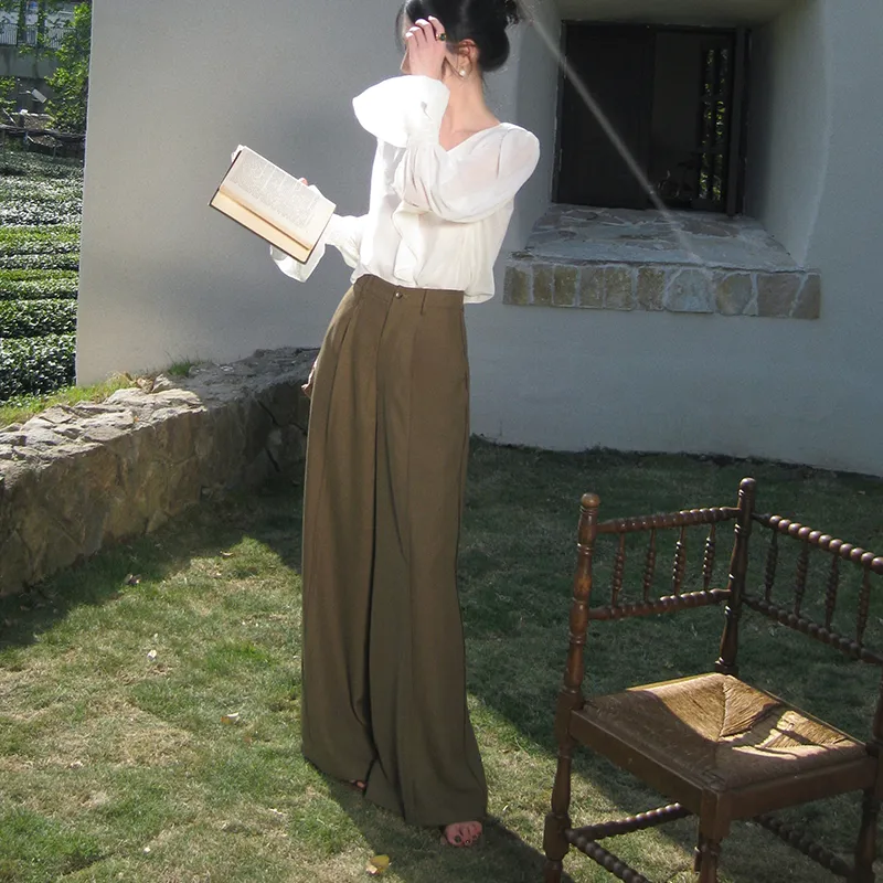 Luqingyi Casual Pants Women's Brown-3