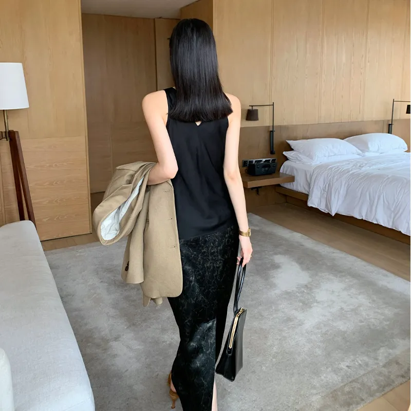 ZHOUMIAO Casual Long Skirts Women's Black-2