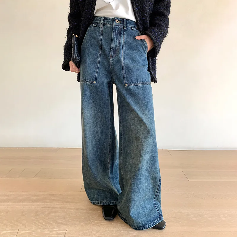 ZHOUMIAO Jeans Women's Dark Blue-2