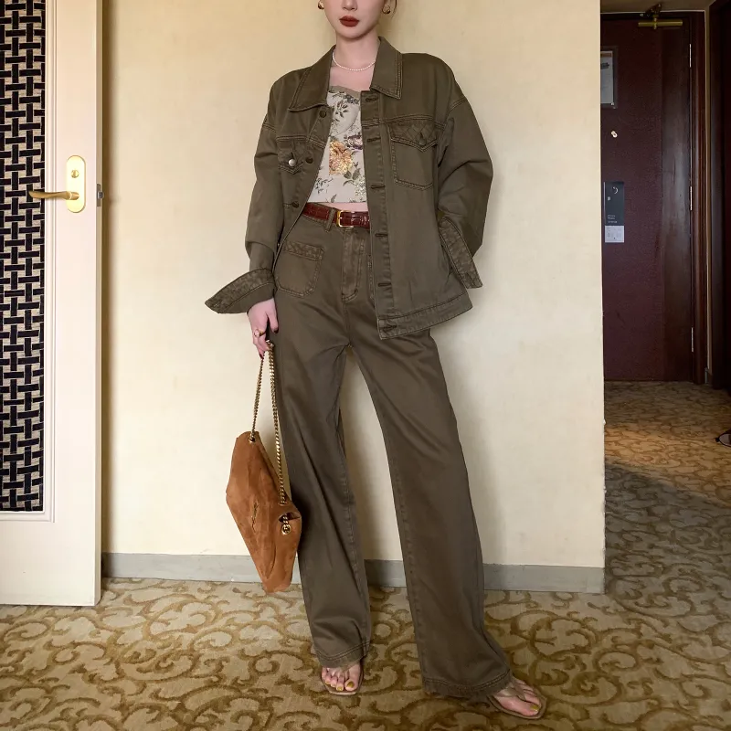 Luqingyi Jeans Women's Vintage Brown-6