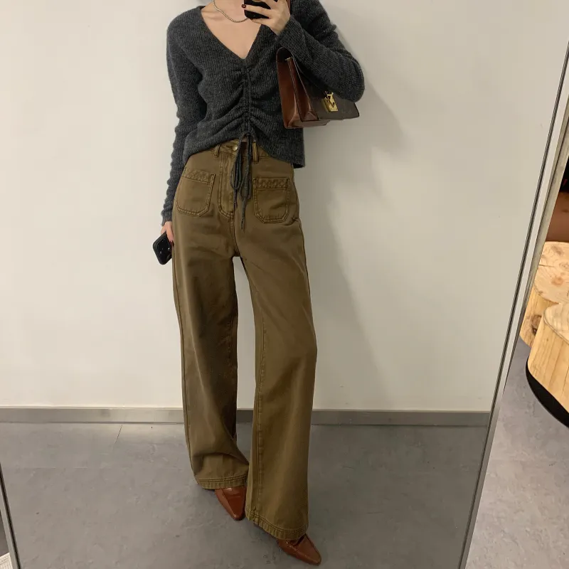 Luqingyi Jeans Women's Vintage Brown-5