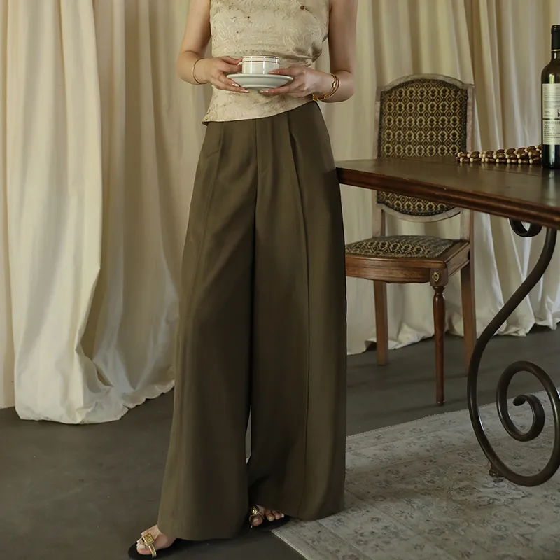 Luqingyi Casual Pants Women's Brown-2