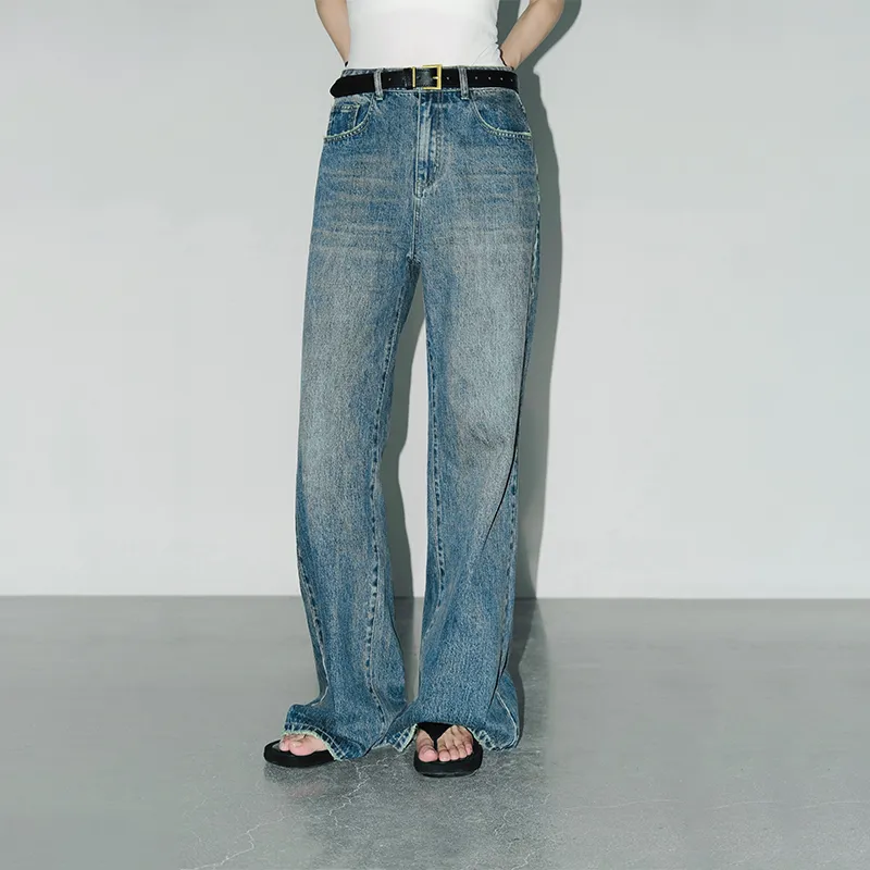ZHOUMIAO Jeans Women's Denim Blue-2