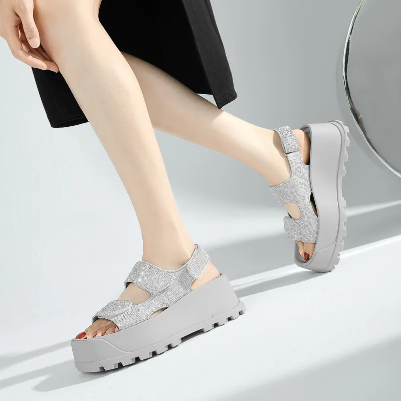 CAMEIDO Beach Sandals Women's Silver-8