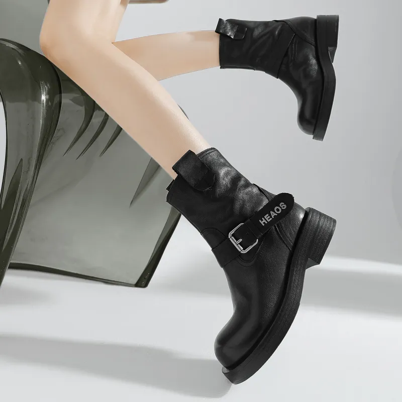 CAMEIDO Ankle Boots 4cm Women's Black-3