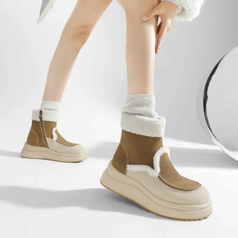 CAMEIDO Thermal Short Snow Boots Women's Apricot-1