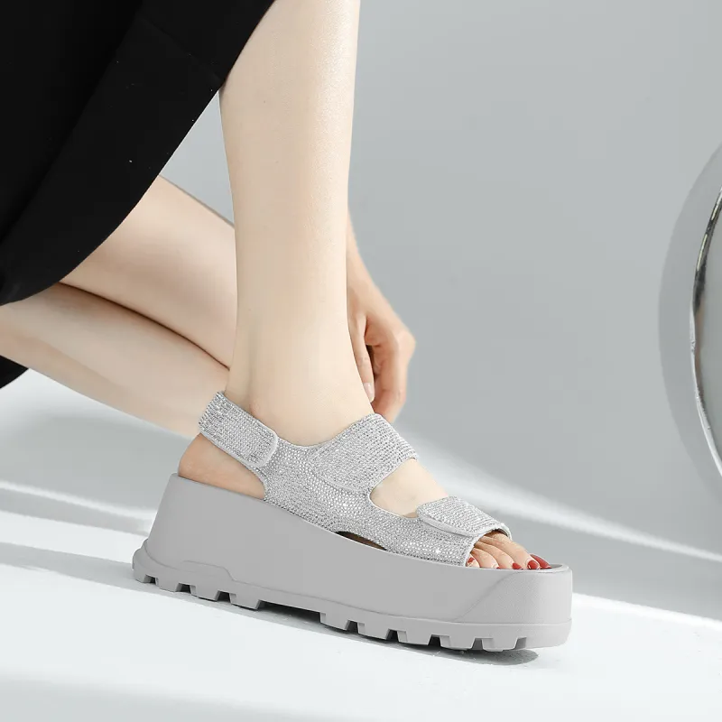 CAMEIDO Beach Sandals Women's Silver-6