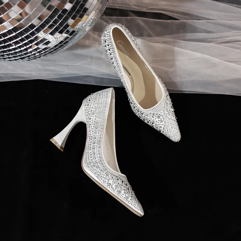 CAMEIDO Flared Heel High Heels 10cm Women's-10