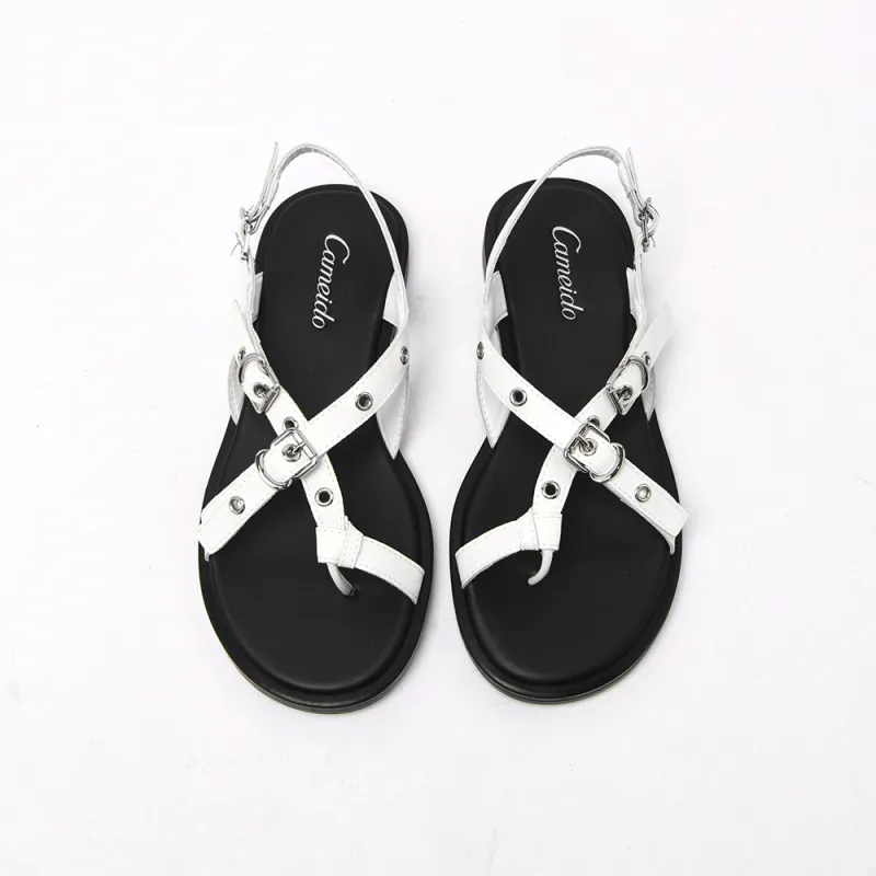 CAMEIDO One Strap Sandals Women's Ecru-2