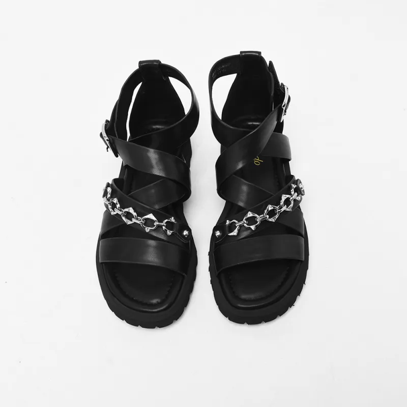 CAMEIDO Roman Sandals Women's Black-2