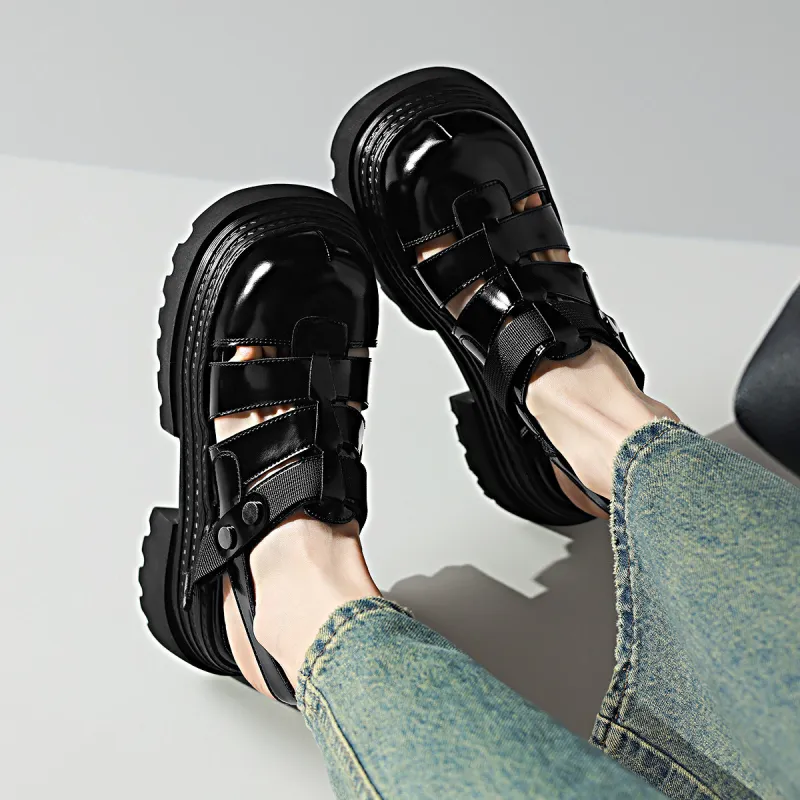 CAMEIDO Roman Sandals Women's Black-4