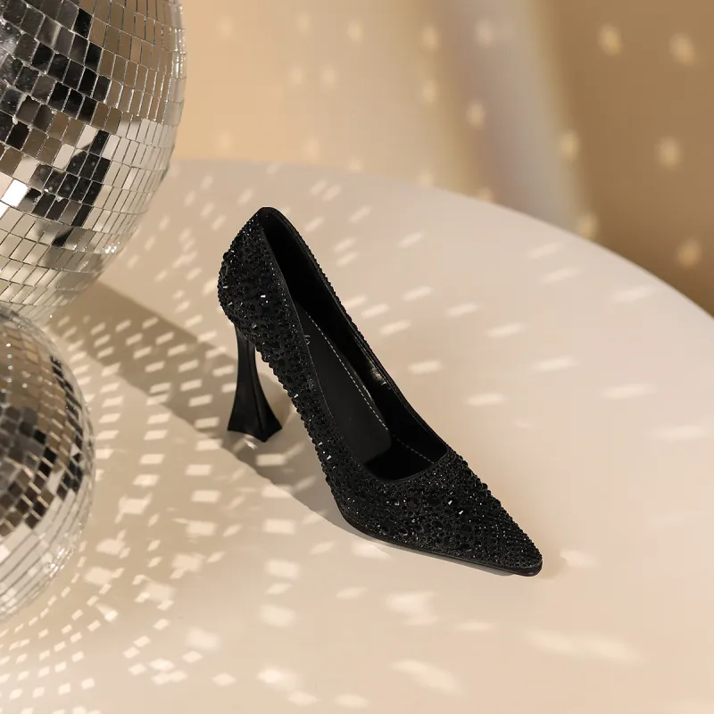 CAMEIDO Flared Heel High Heels 10cm Women's-5