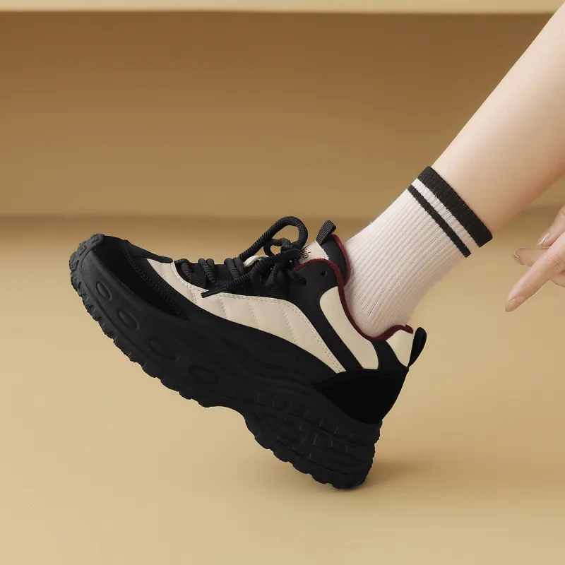 CAMEIDO Thermal Mid Top Casual Shoes Women's Black-4