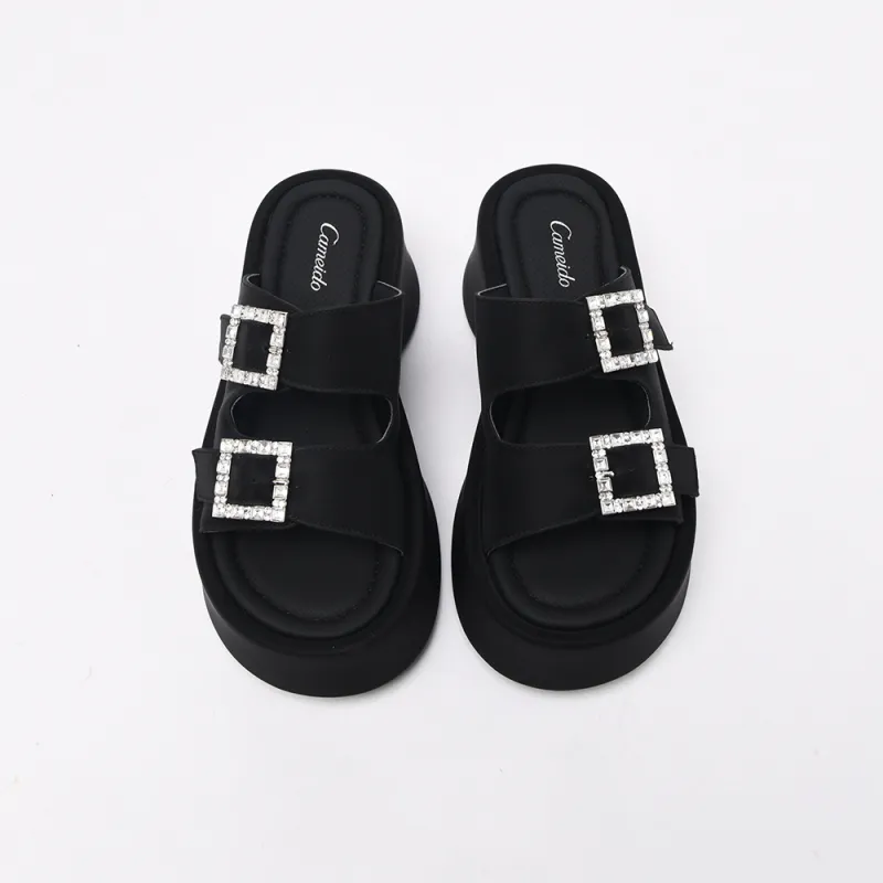 CAMEIDO Slip Resistant Slide Slippers Women's Black-2