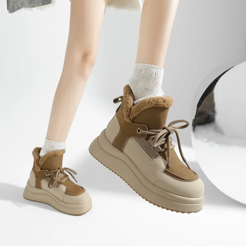 CAMEIDO Thermal Short Snow Boots Women's Apricot-1