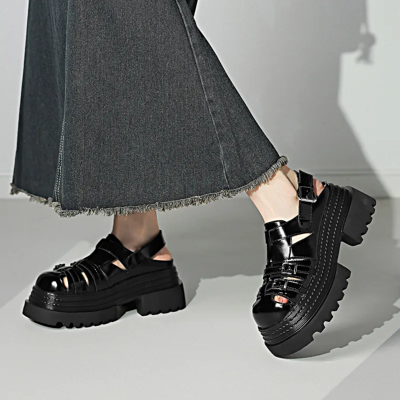 CAMEIDO Roman Sandals Women's Black-4