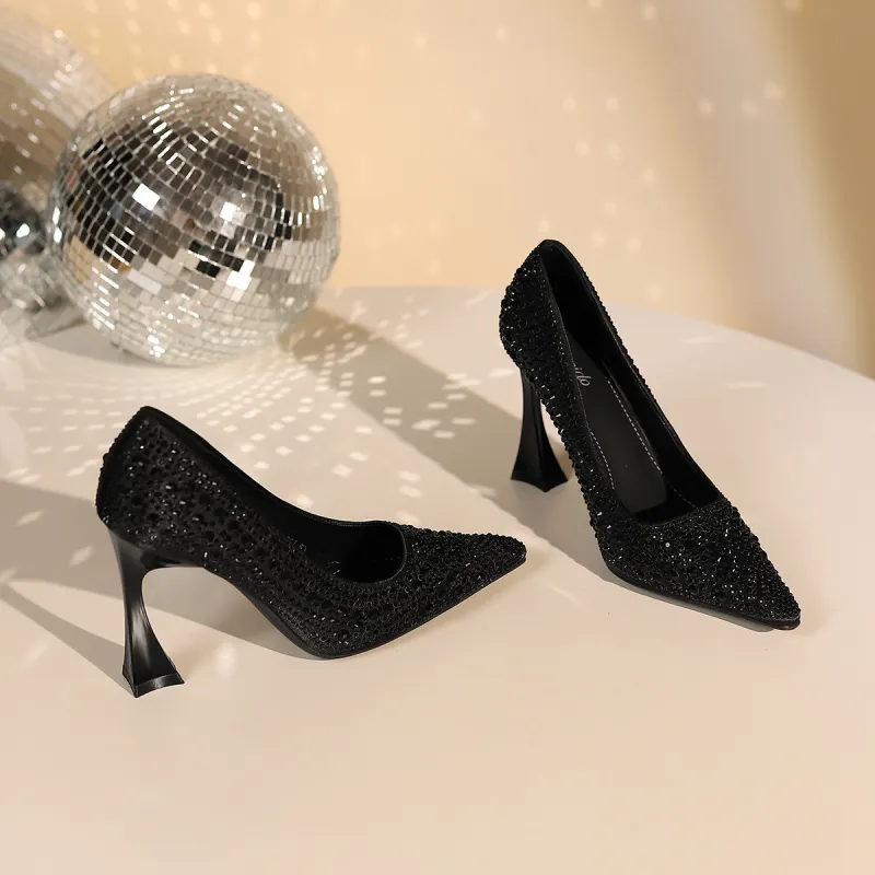 CAMEIDO Flared Heel High Heels 10cm Women's-4
