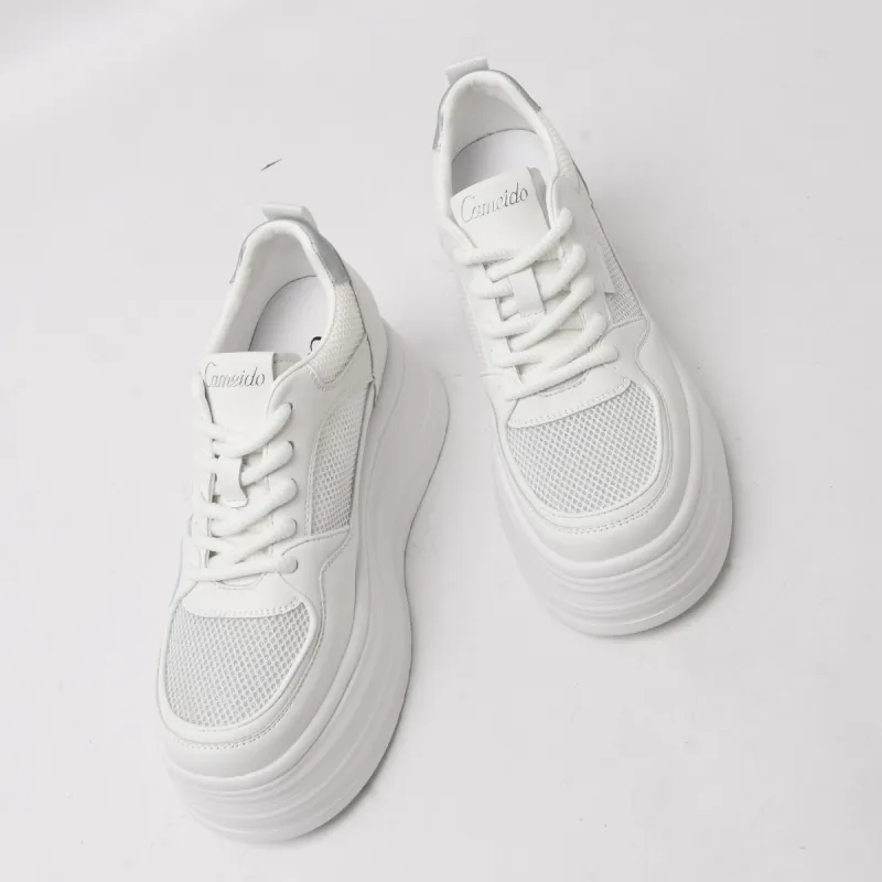 CAMEIDO Breathable And Lightweight Low Top Casual Shoes Women's White-2