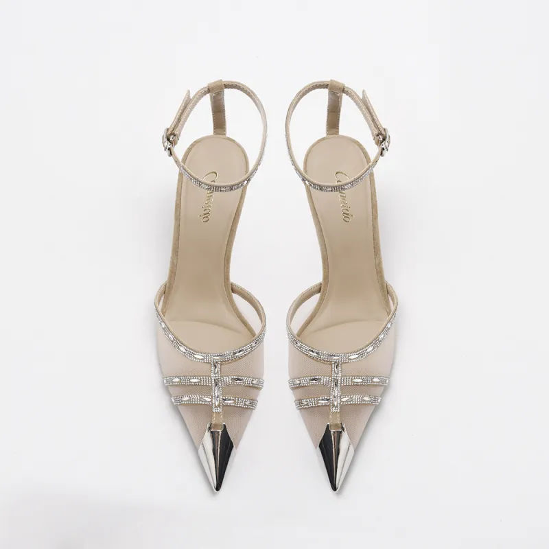 CAMEIDO Slim Heel High Heels 7.5cm Women's Camel-2