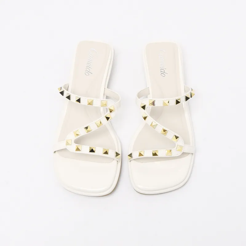 CAMEIDO Slip Resistant Slide Slippers Women's Beige-2