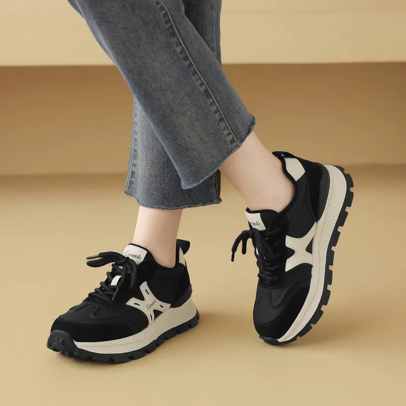 CAMEIDO Thermal Low Top Casual Shoes Women's Black-3