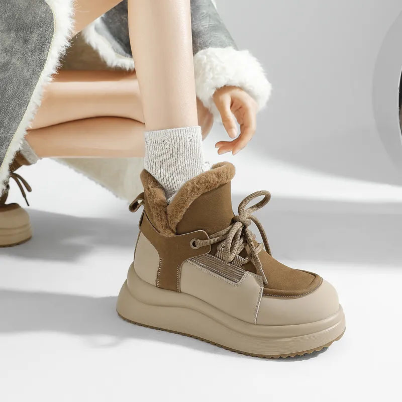 CAMEIDO Thermal Short Snow Boots Women's Apricot-3