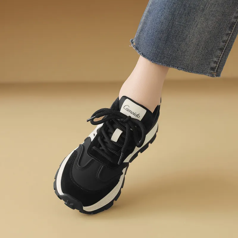 CAMEIDO Thermal Low Top Casual Shoes Women's Black-4