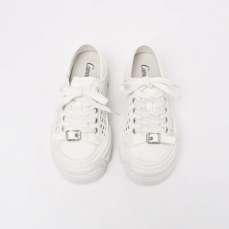 CAMEIDO Anti Slip Wear Resistant Low Top Casual Shoes Women's White-2