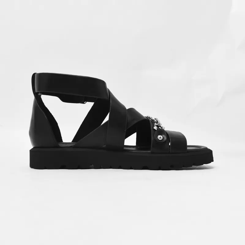 CAMEIDO Roman Sandals Women's Black-1