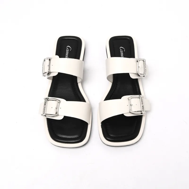 CAMEIDO Slip Resistant Slide Slippers Women's Ecru-2