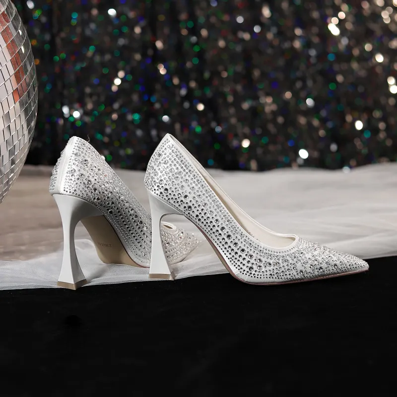 CAMEIDO Flared Heel High Heels 10cm Women's-11