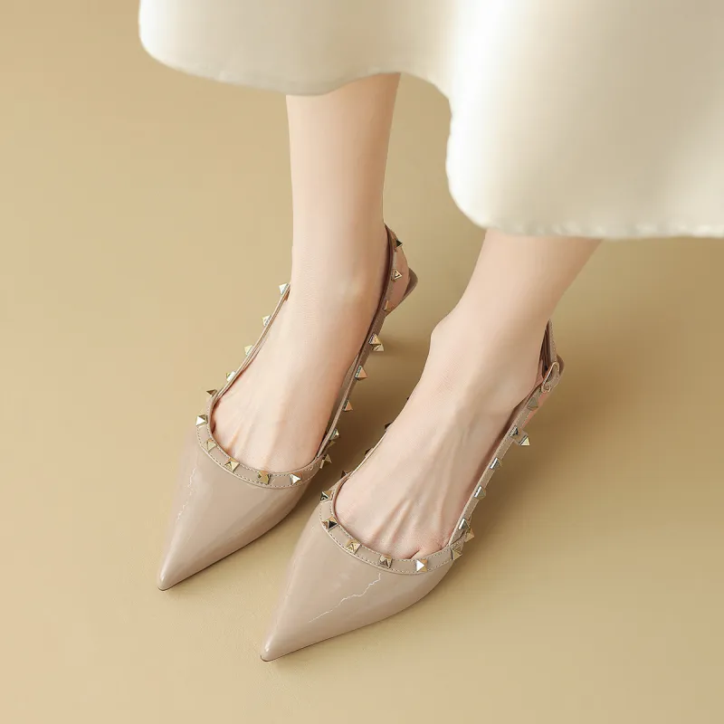 CAMEIDO Slim Heel High Heels 6cm Women's Nude-7