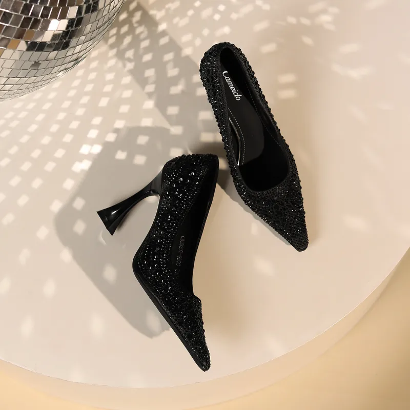 CAMEIDO Flared Heel High Heels 10cm Women's-1
