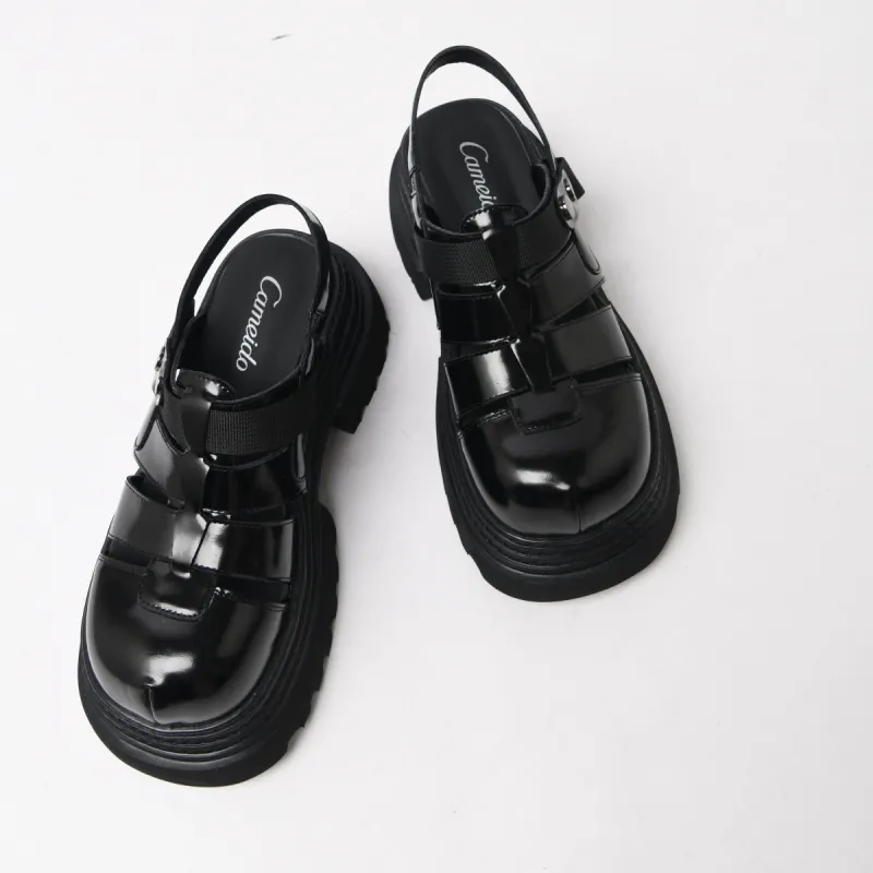 CAMEIDO Roman Sandals Women's Black-2