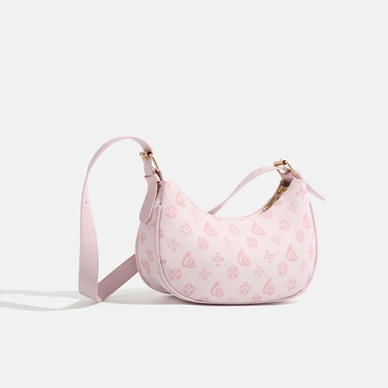 MARKANGARO PU Shoulder Bag Regular Women's Phabet Pink/Dark Brown With Plush Toy-17