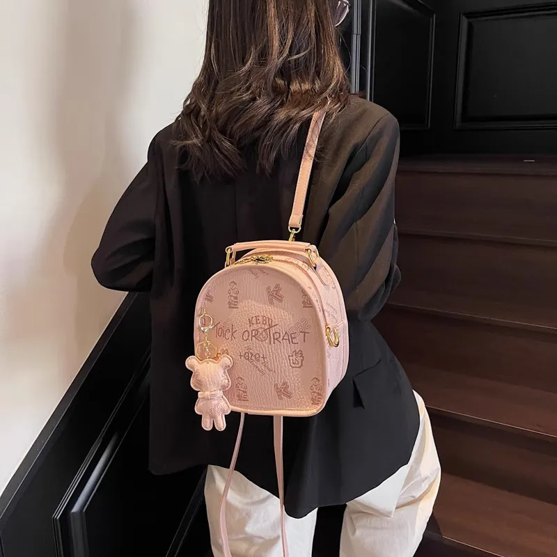 MARKANGARO PU Backpack Women's Brown/Pink-9