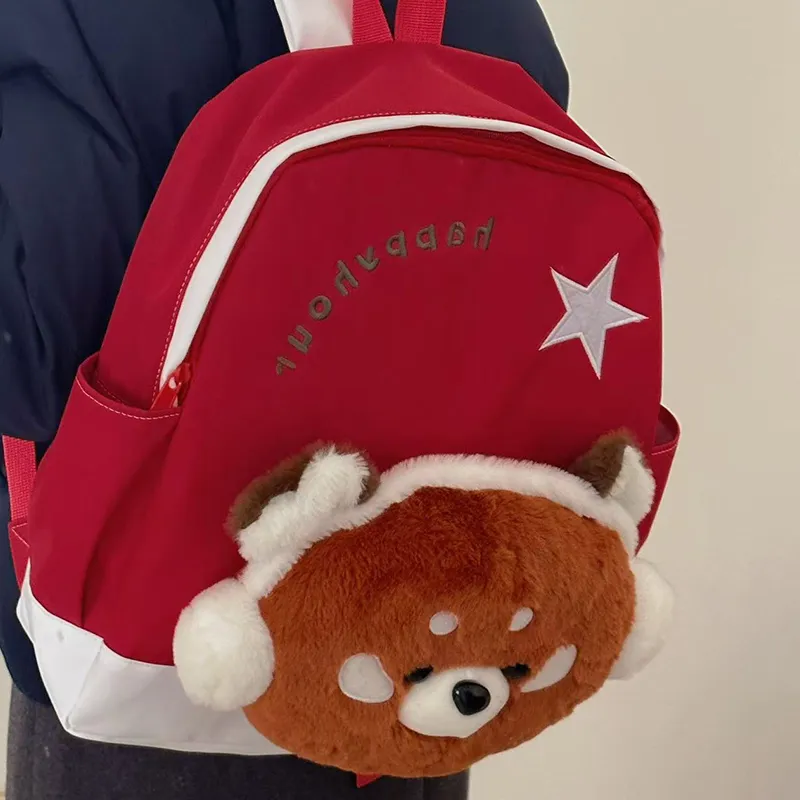 MARKANGARO Nylon Backpack Regular Unisex Red White/Pink Blue-7