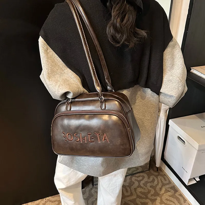 MARKANGARO PU Bowling Bag Regular Women's Black/Brown/Coffee-21