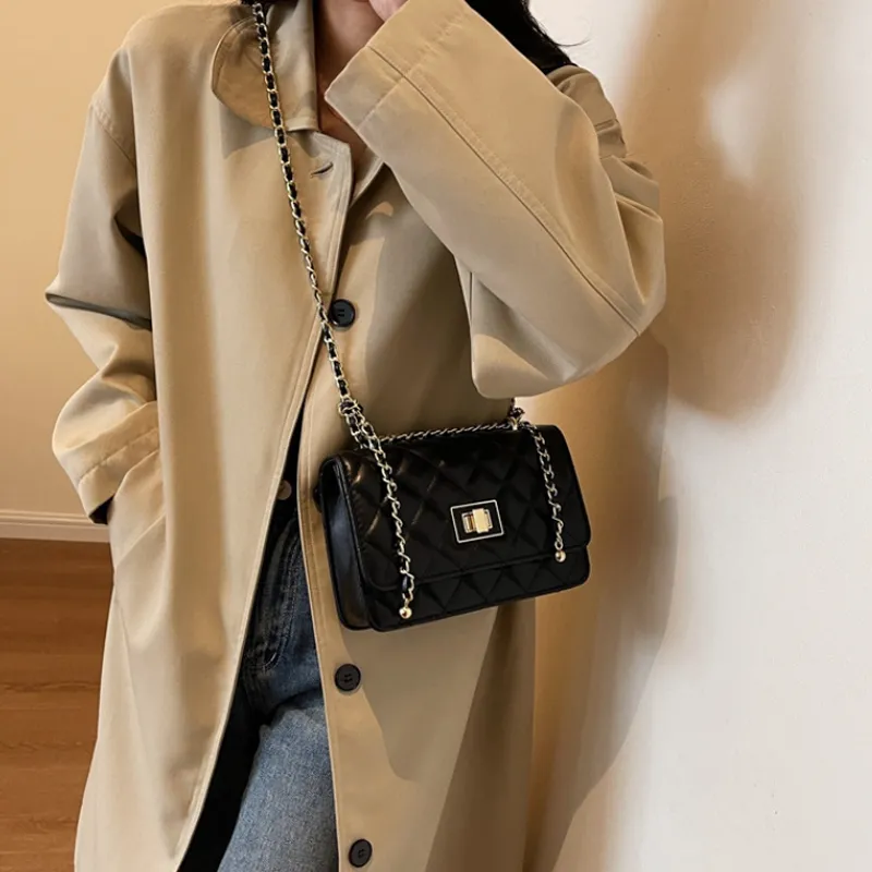 MARKANGARO PU Small Square Bag Regular Unisex Black/White-5