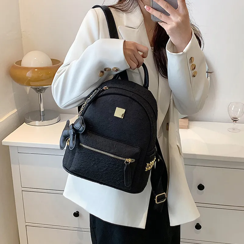 MARKANGARO Synthetic Leather Backpack Medium Size Women's Blue+Puppy Charm, Khaki+Puppy Charm/White+Charm/Black+Charm-13